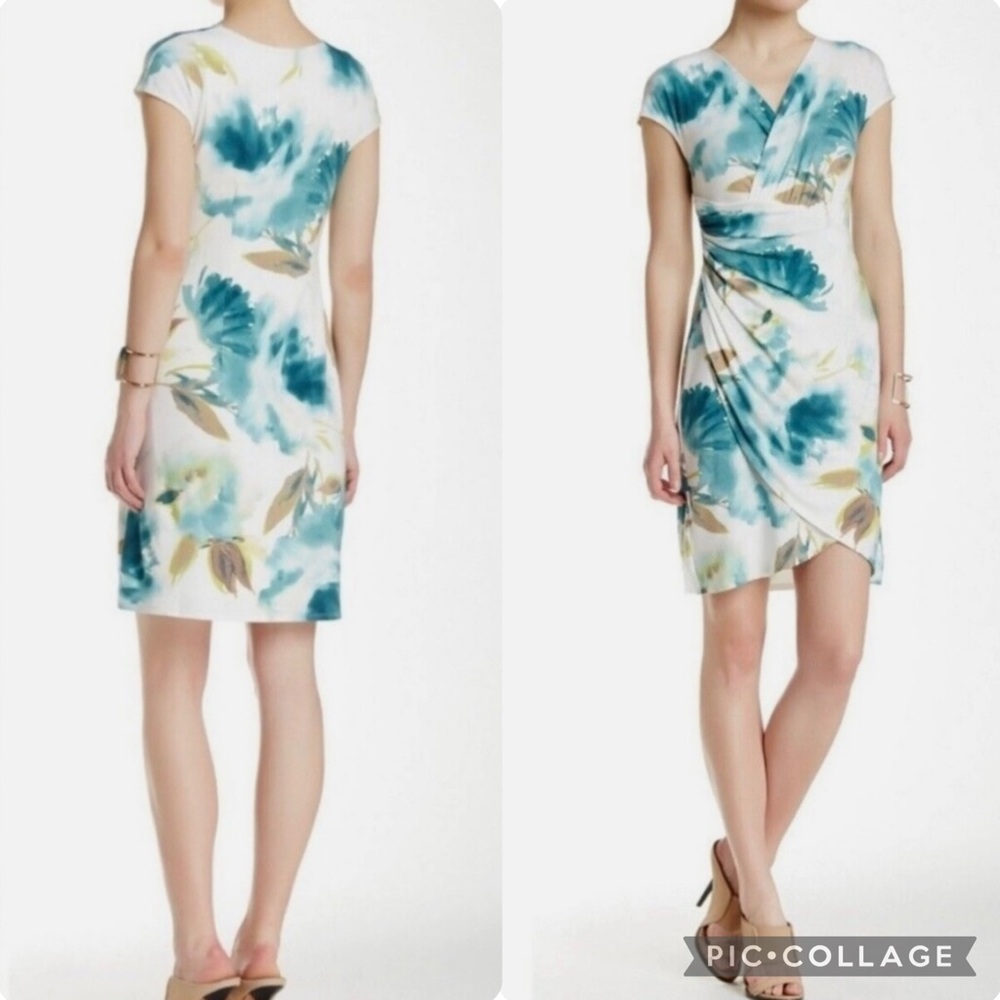 Tommy Bahama Watercolor Faux Wrap Jersey Knit Dress Size XS/TP